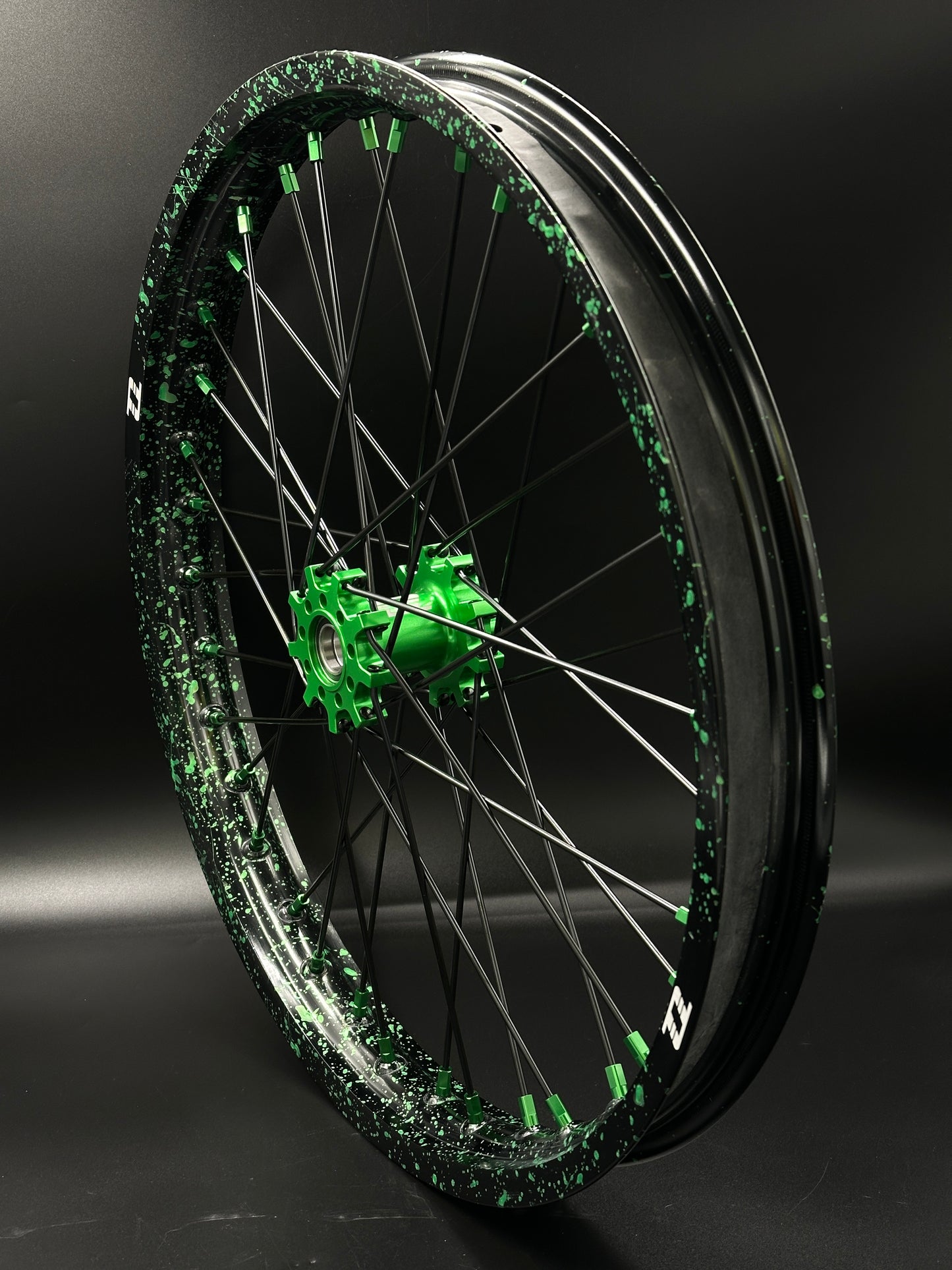 Surron Light Bee Wheels 16/19 Black/Green (Paint Splat)
