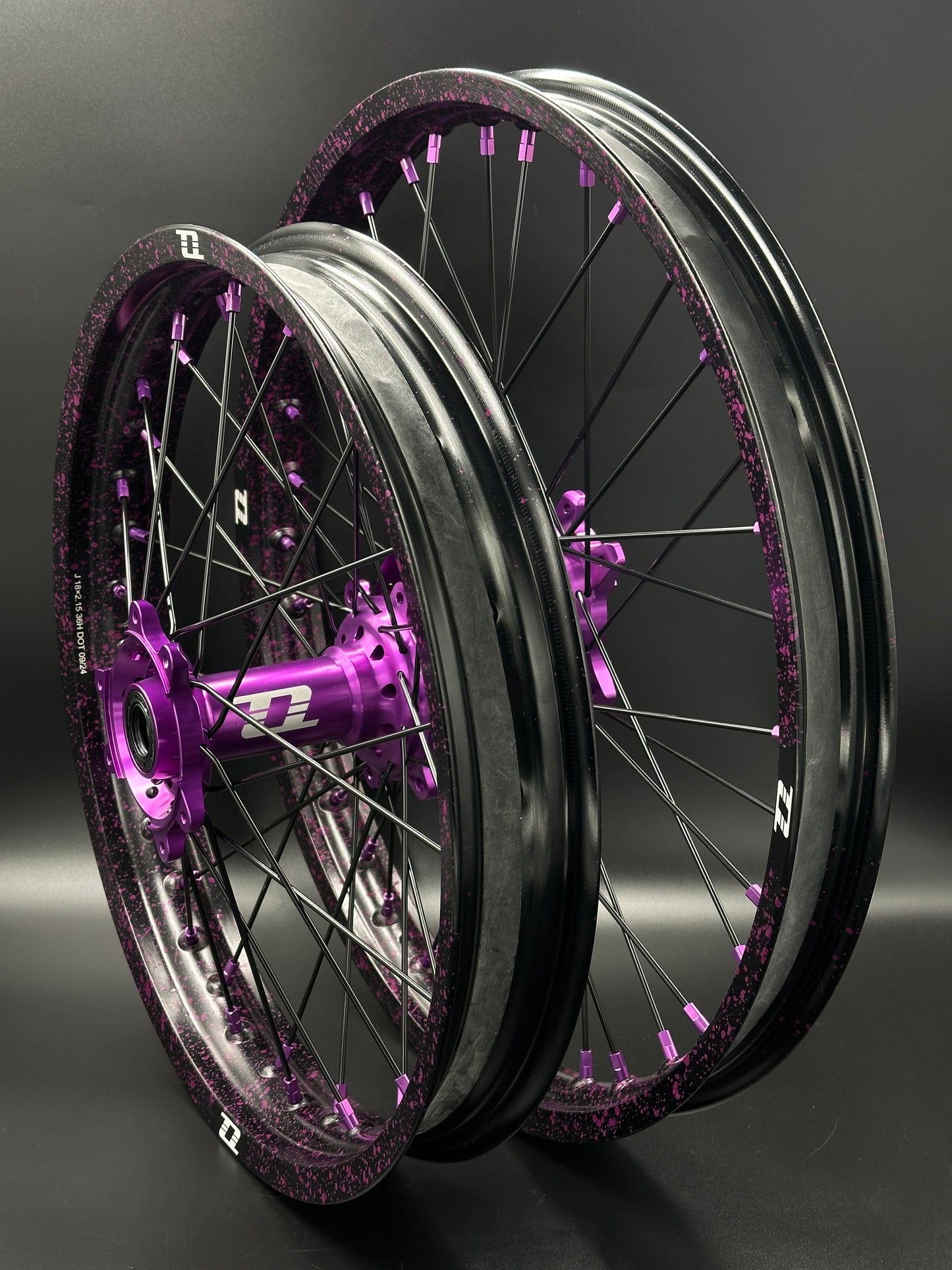 Surron Ultra Bee Wheels 18/21 Black/Purple (PAINT SPLATTER)