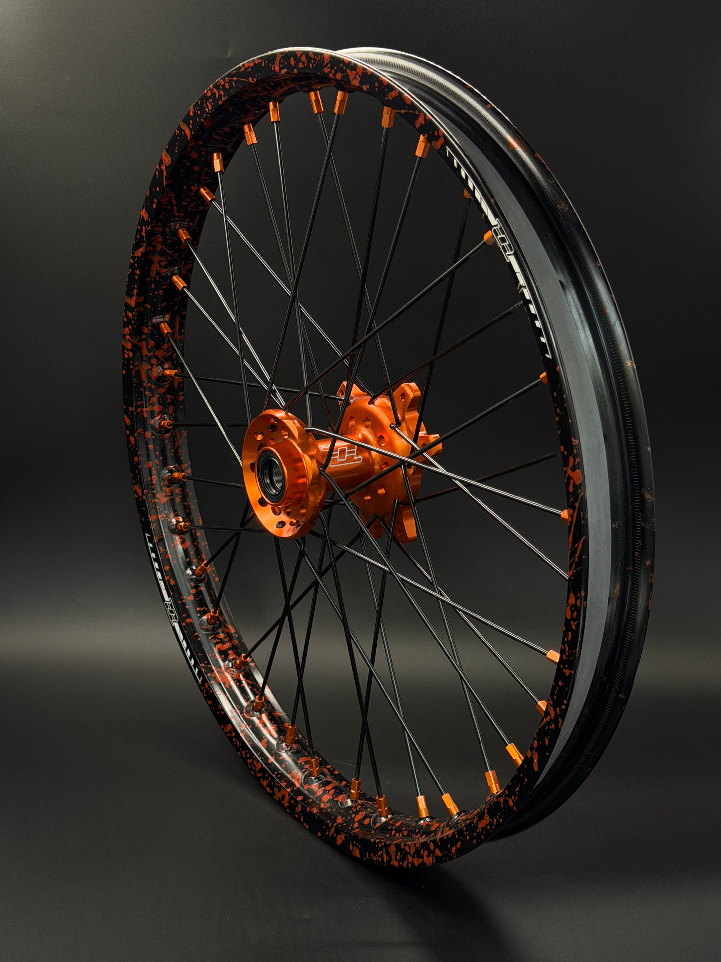 Surron Ultra Bee Wheels 18/21 Black/Orange Paint Splat