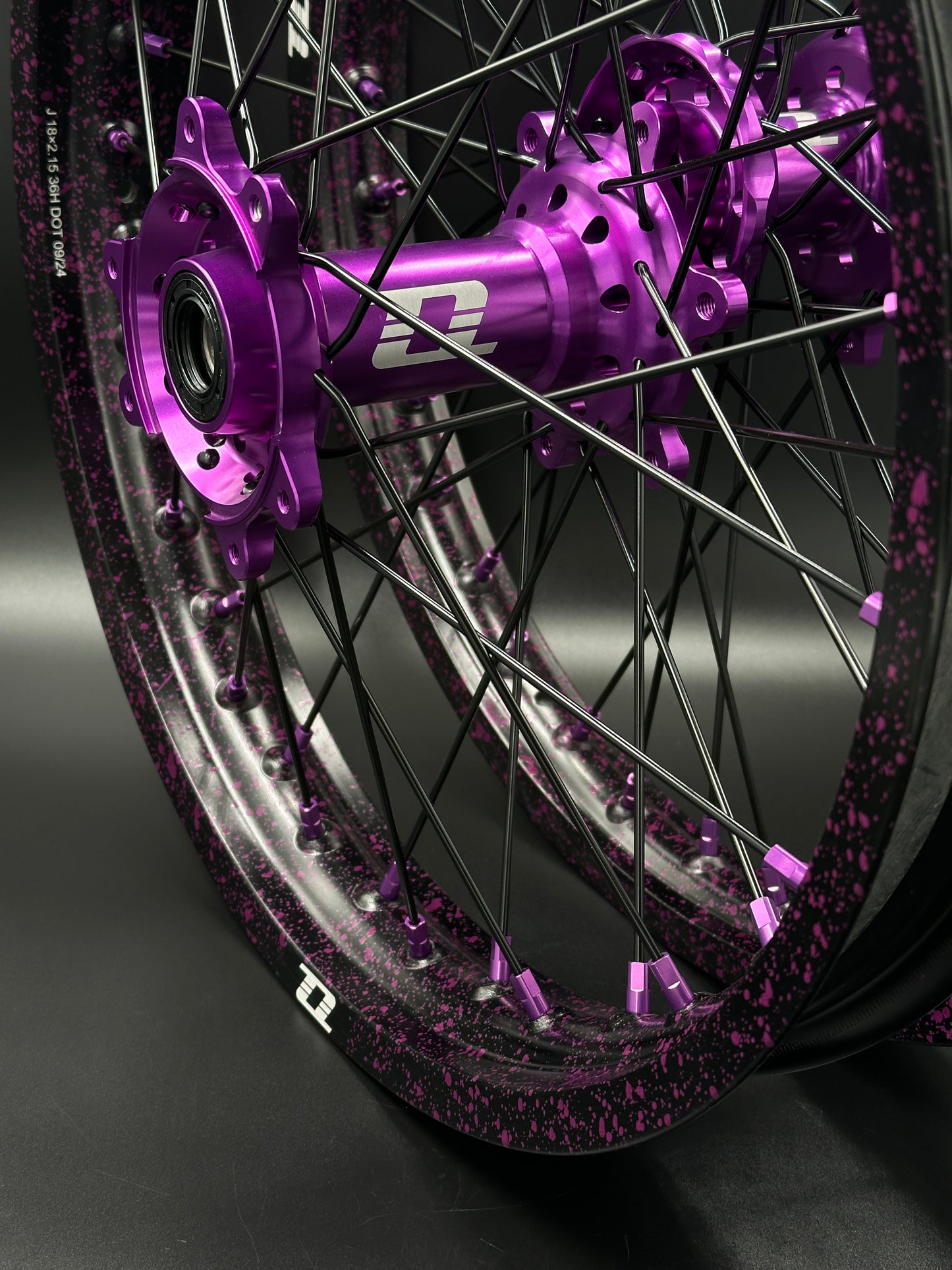 Surron Ultra Bee Wheels 18/21 Black/Purple (PAINT SPLATTER)