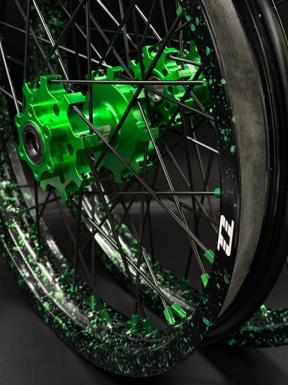 Surron Light Bee Wheels 16/19 Black/Green (Paint Splat)
