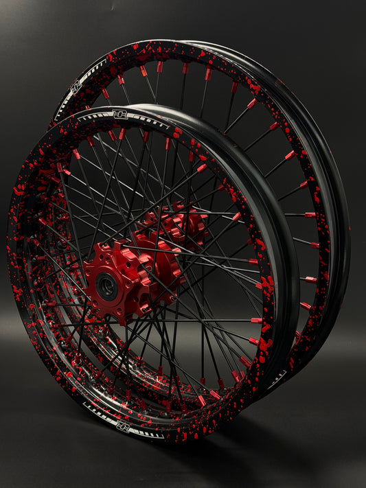Surron Light Bee Wheels 16/19 Black/Red (Paint Splat)