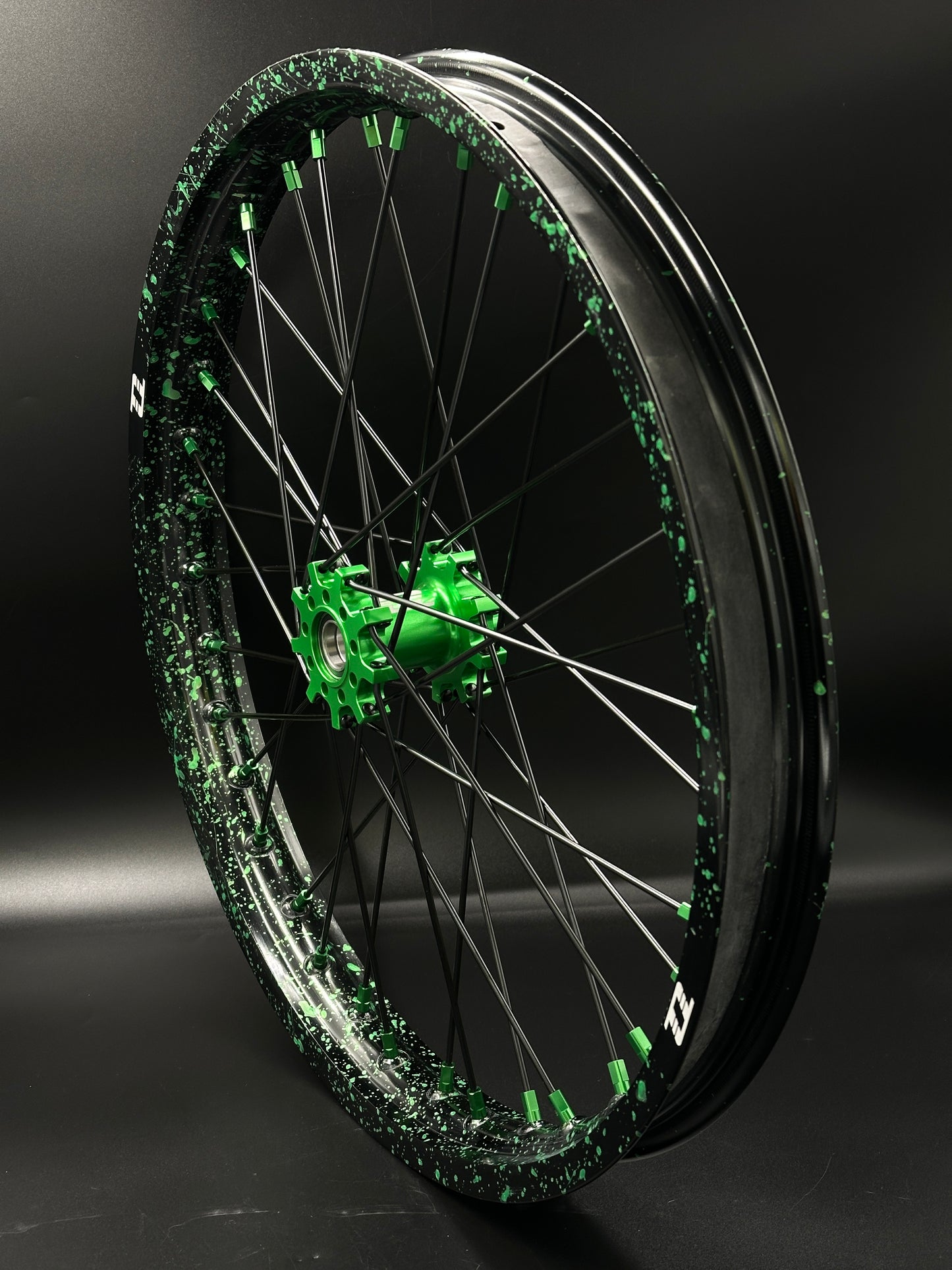 Surron Light Bee Wheels 16/19 Black/Green (Paint Splat)
