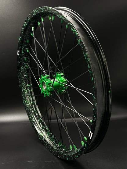 Surron Light Bee Wheels 16/19 Black/Green (Paint Splat)