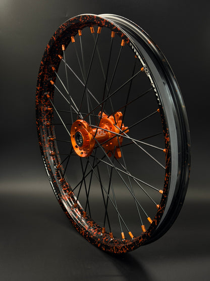 Surron Ultra Bee Wheels 18/21 Black/Orange Paint Splat