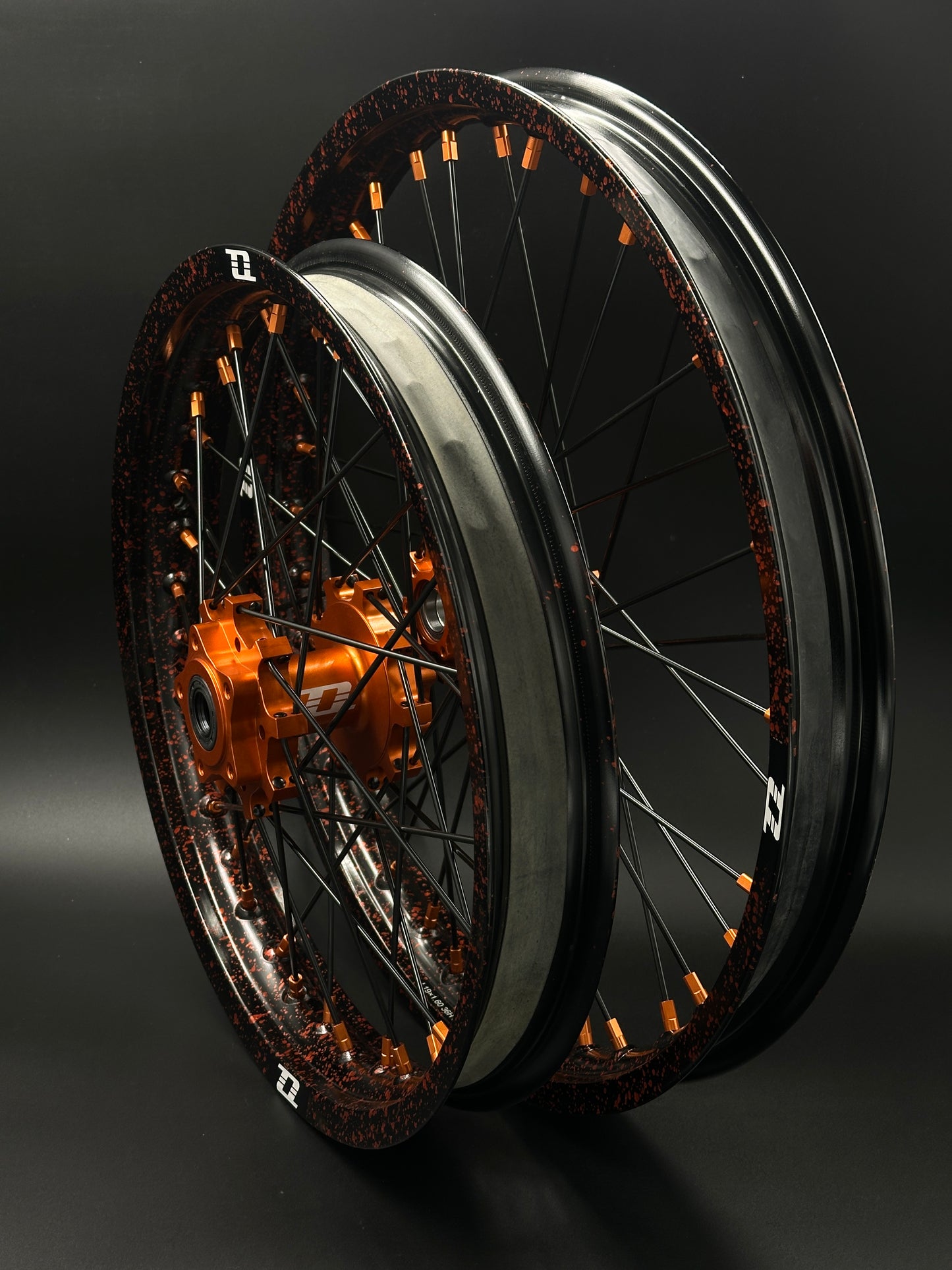 Surron Light Bee Wheels 16/19 Black/Orange (Paint Splat)