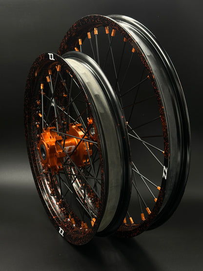 Surron Light Bee Wheels 16/19 Black/Orange (Paint Splat)
